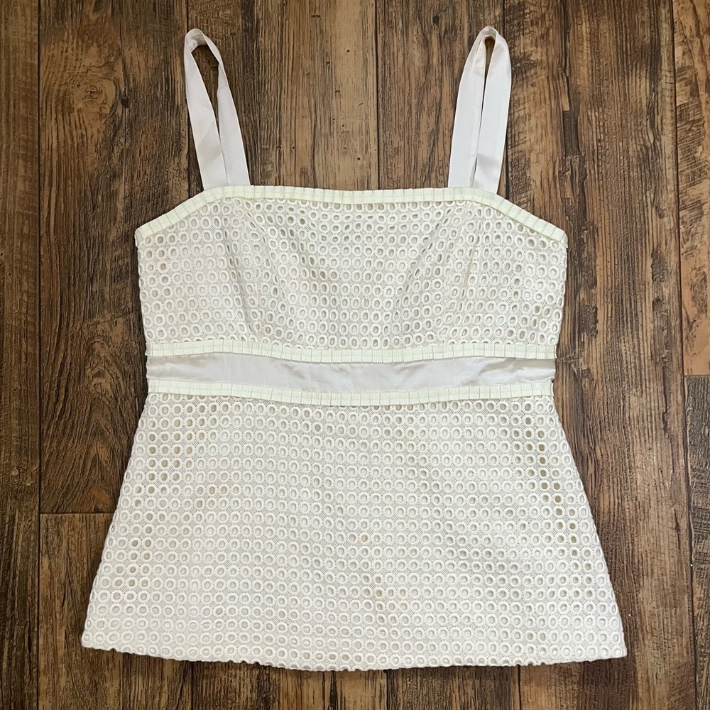 Vintage Lilly Pulitzer Womens Danika Cotton Silk Lined Eyelet Sleeveless Blouse